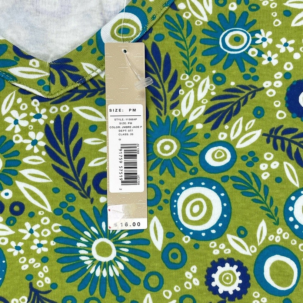 NWT Women's FieldGear Petite Medium Green Floral Print Short Sleeve Shirt - Picture 4 of 6